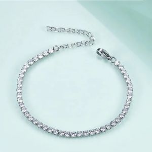 Stainless Steal Cubic Zirconia Diamond Adjustable Tennis Bracelet